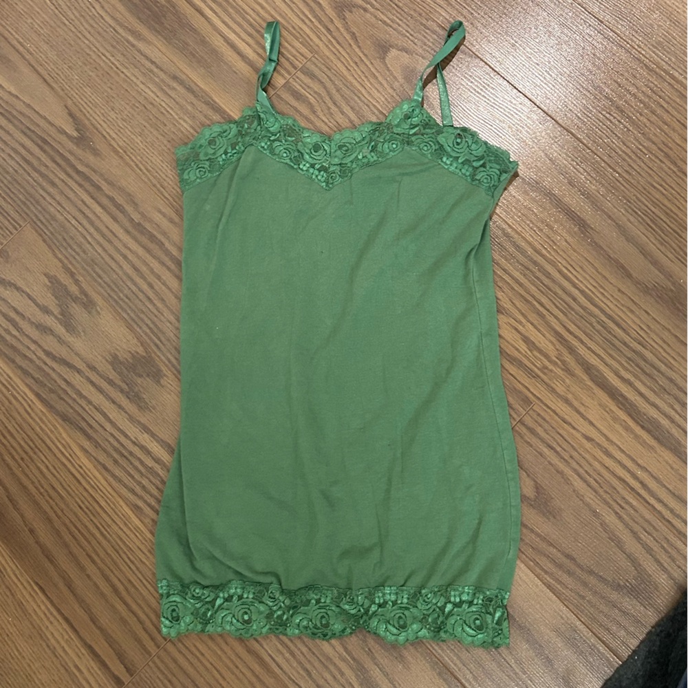 No boundaries green lace tank top